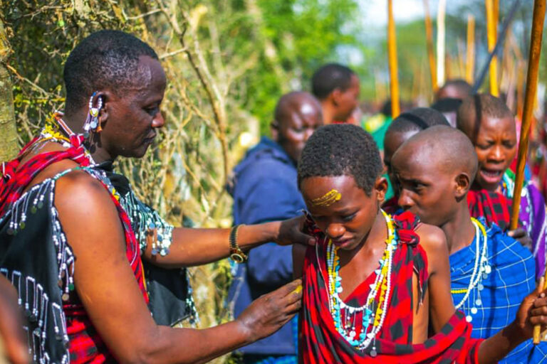 Preparation towards graduating boys into Maasai warriors in Simanjiro District.