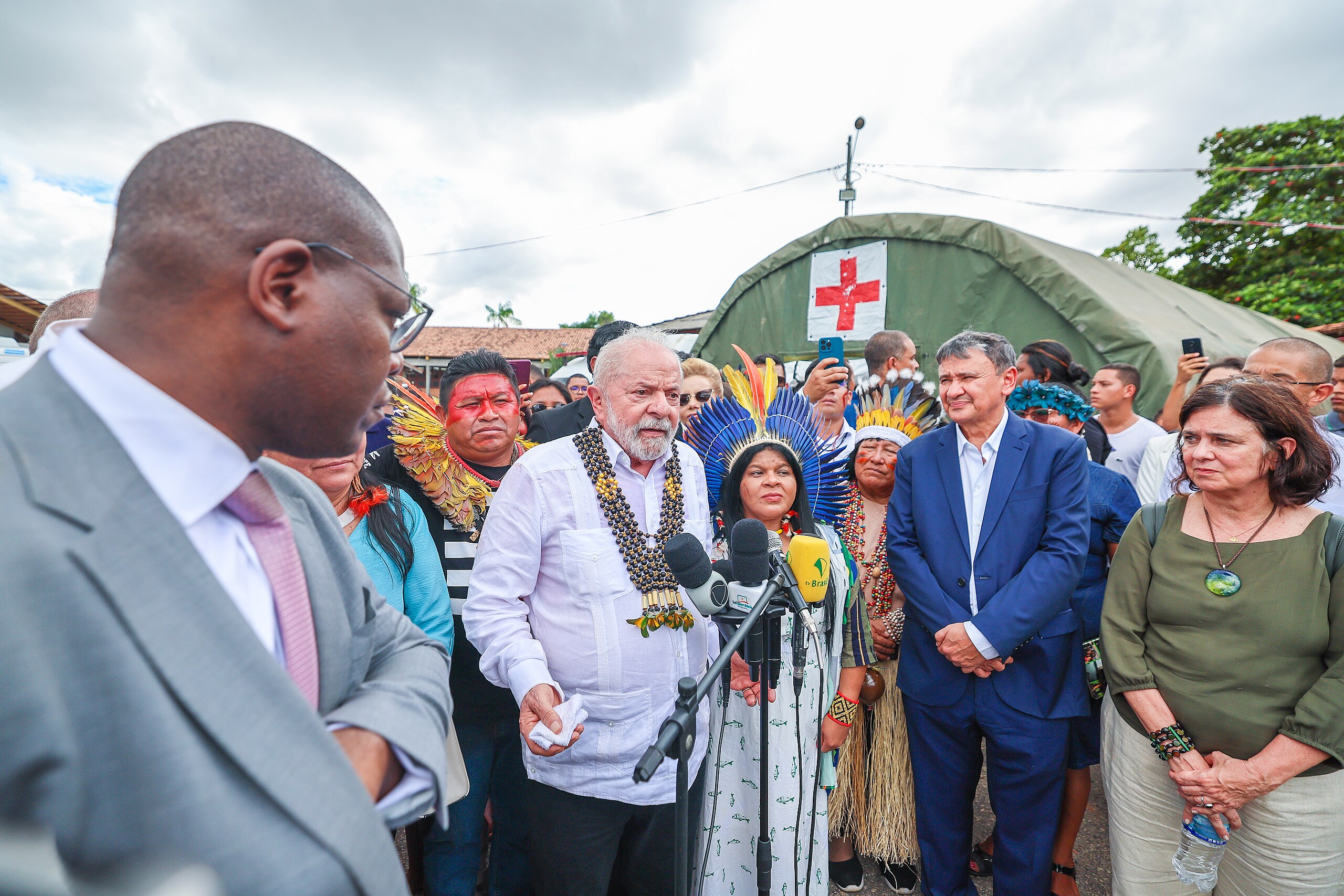 President Lula during the announcement of emergency actions for the Yanomami population in Boa Vista in Jan. 2023. 