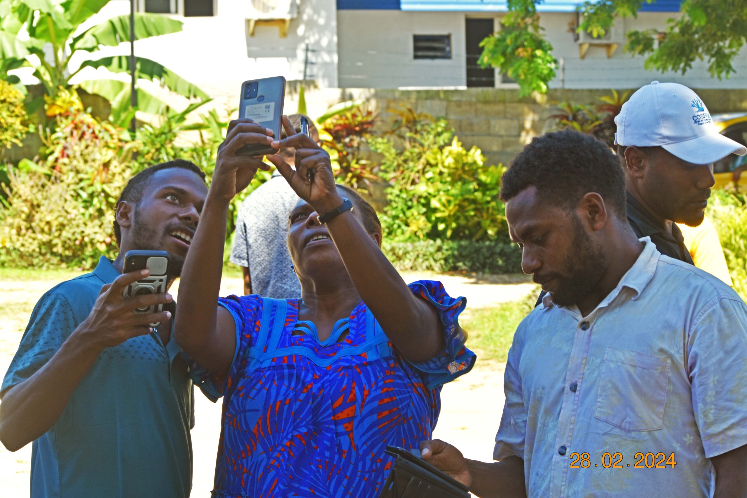 Community representatives from Tanna island use the ClimateWatch App to collect traditional knowledge indicators important to them and their environment. Image by VanKIRAP Project/SPREP.