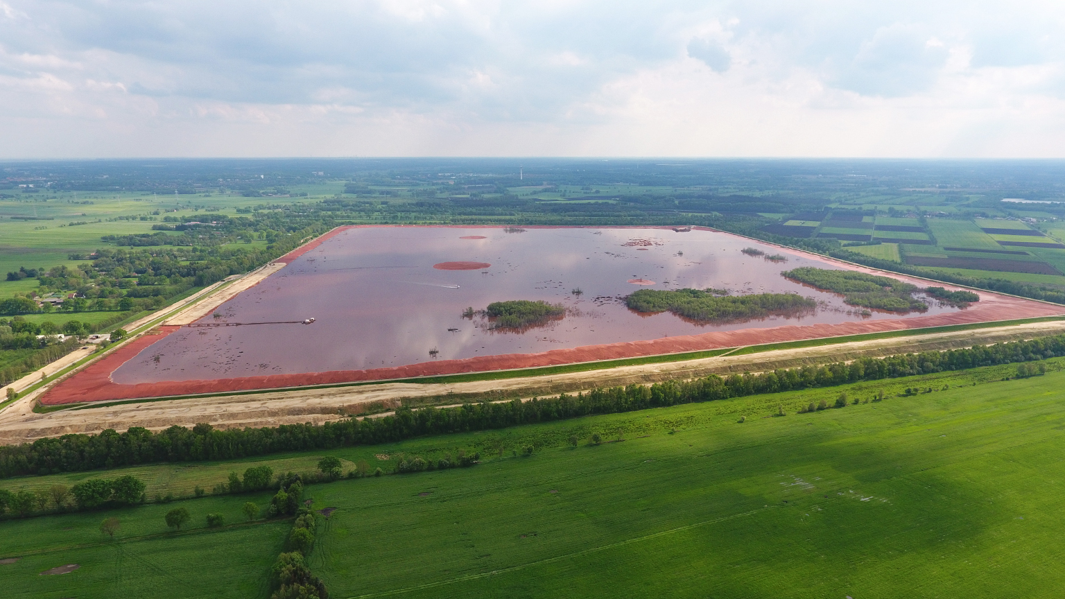 A red mud impoundment site in Germany. 