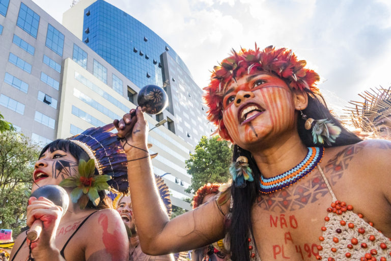 Acampamento Terra Livre Indigenous protest in Brazil, April 6, 2022. Image by Mídia NINJA Via Flickr (CC BY-NC 2.0).