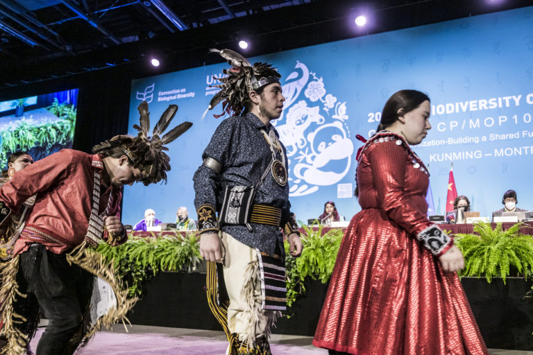 First Nations drummers at U.N. COP15 Nature and Culture summit. Image by UN Biodiversity via Flickr (CC BY-NC-ND 2.0).