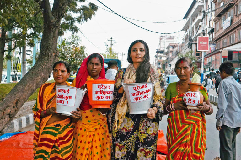 Activists demonstration in Kathmandu demanding water in Nepal's Terai.