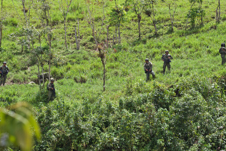 Armed police and military forces called by a Canadian mining company carry out operations in Sigchos