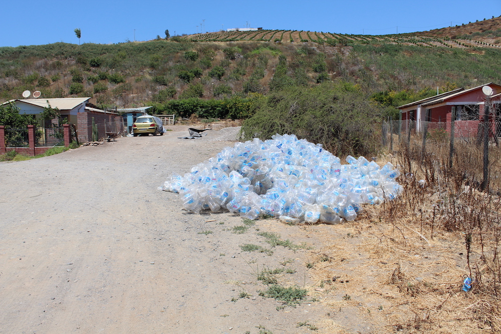 Empty water jugs in Choapa Viejo.