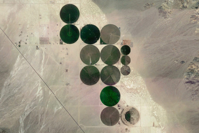 NASA Landsat image of agriculture in the Nevada desert.