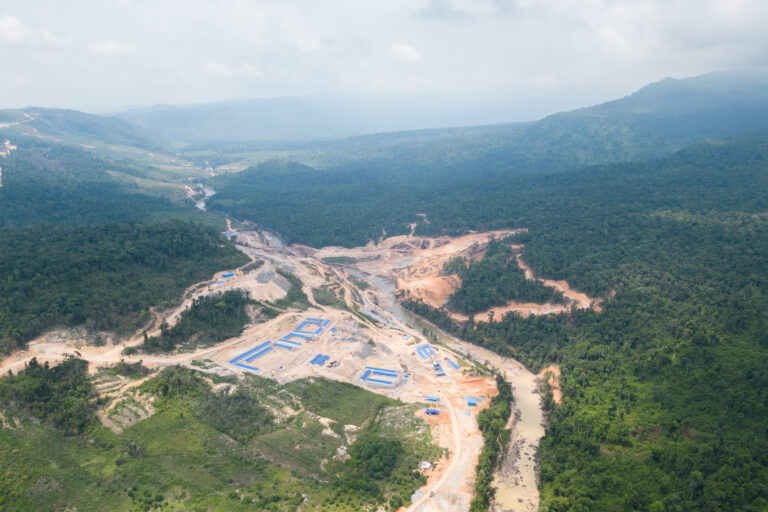 The sprawling Stung Meteuk hydropower dam being developed in the Cardamom Mountains appears to be illegally logging within Phnom Samkos Wildlife Sanctuary. Image by Gerald Flynn / Mongabay.