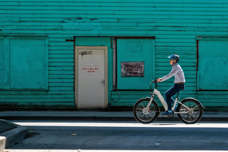 A man on an e-bike.