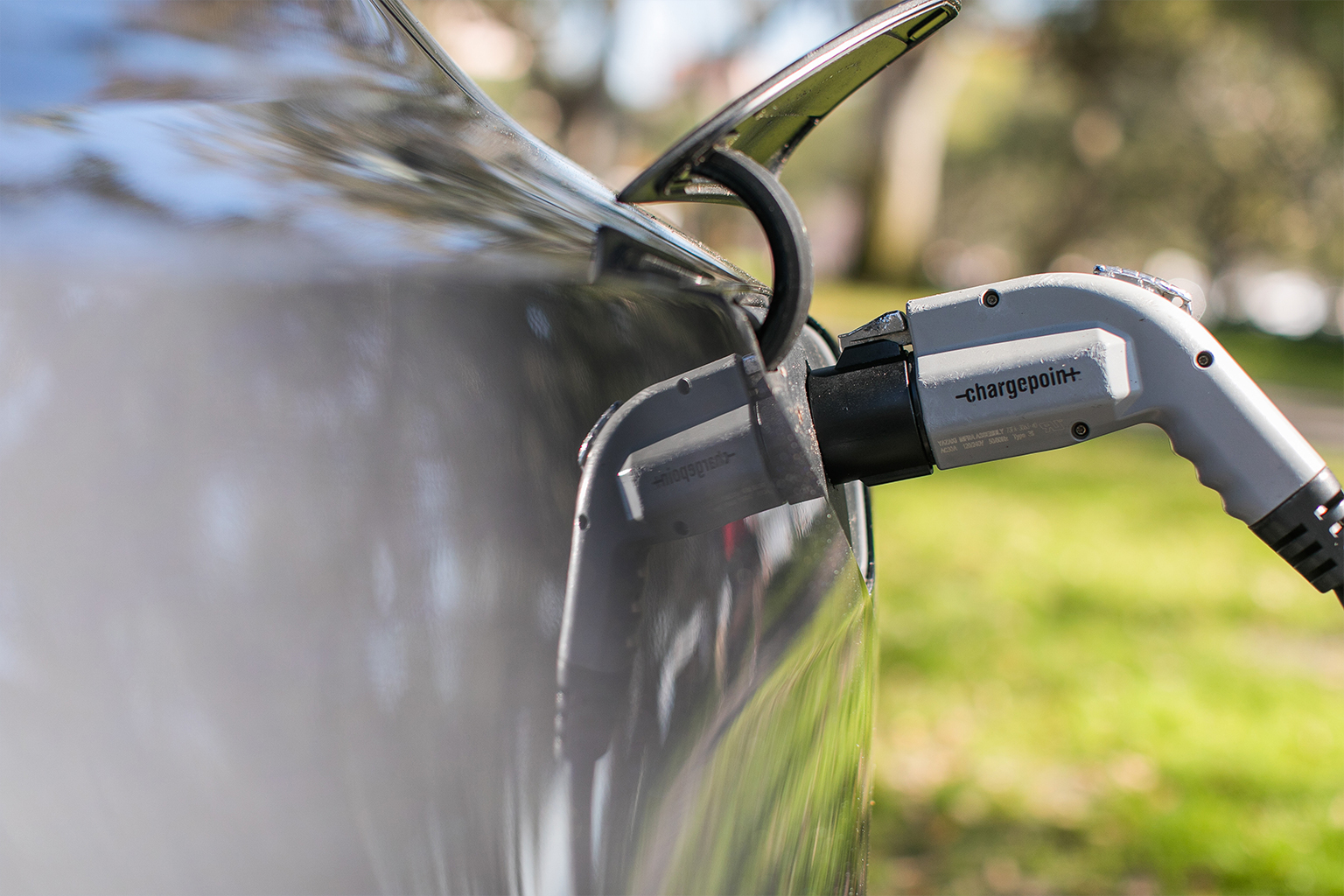 An EV charging station. 