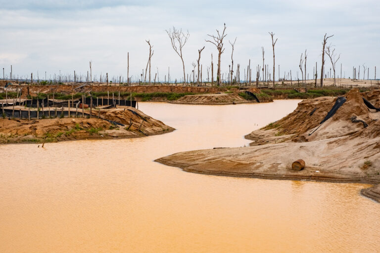 A muddied river.