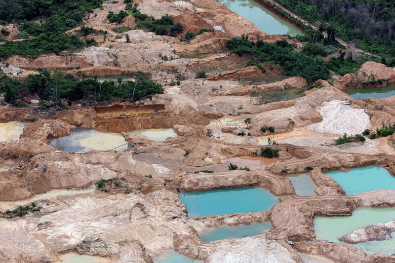 Illegal mining in the Kayapó Indigenous land in the Amazon.