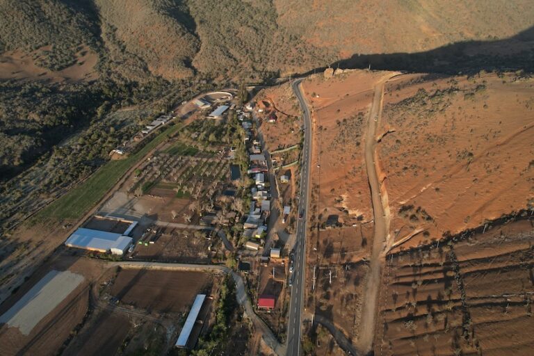 An aerial view of Pupío. The dirt road is where the new pipeline will be built. 