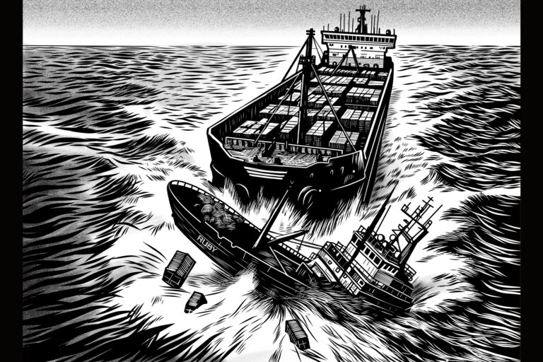 A visual reconstruction of the February 19, 2023 incident in which a Hong Kong-flagged cargo vessel reportedly hit the Indian fishing boat, Ruby, 450 nautical miles away from Kanyakumari, the southernmost tip of India.