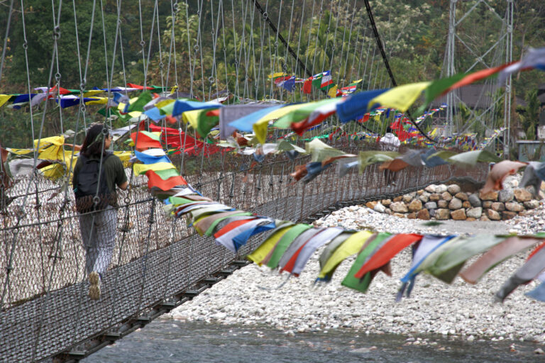 Bhuddhist prayer flags ib Pachu Community Tourism center.