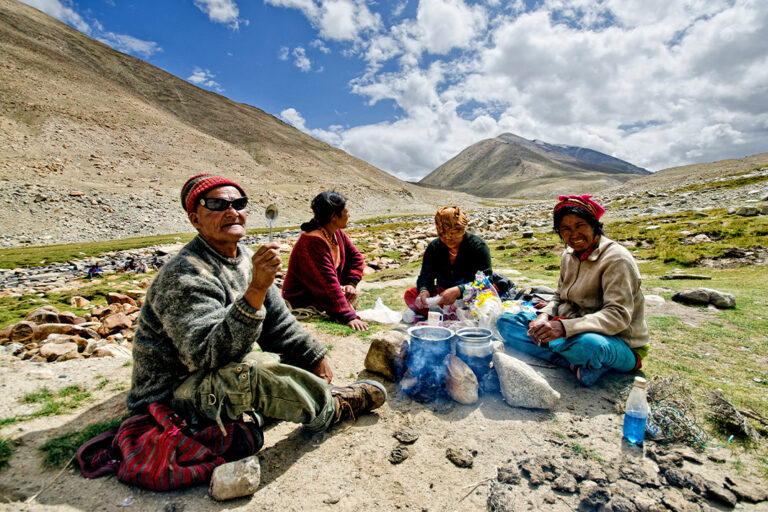 A nomadic community preparing a meal in Ladakh, India.