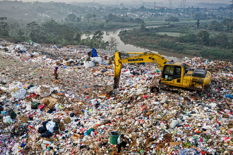 A landfill with mixed waste.