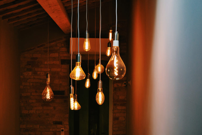 Different kinds of LED filament bulbs.