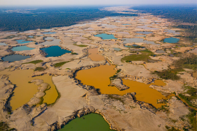 Madre de Dios in the Peruvian Amazon observed the extent of river damage due to gold mining.