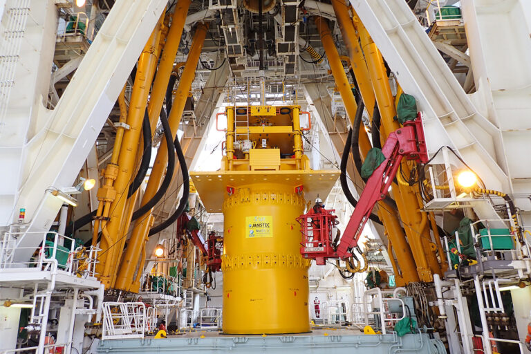 Deep-sea mining equipment aboard the D/V Chikyu. Image courtesy of JAMSTEC.