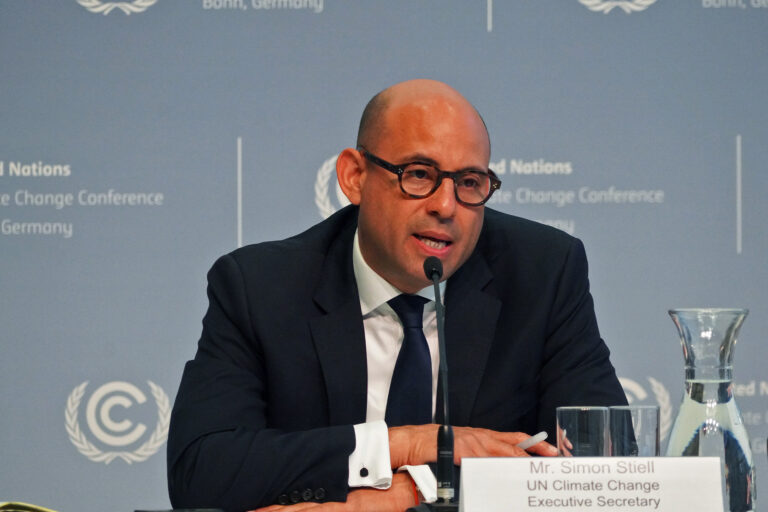 UNFCCC Executive Secretary Simon Stiell briefing the press on the opening day of the conference.