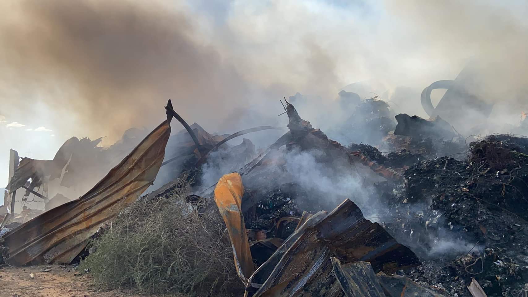 Picture of a fire that broke out in December 2021 inside a warehouse belonging to the receiving company in Tunisia. 