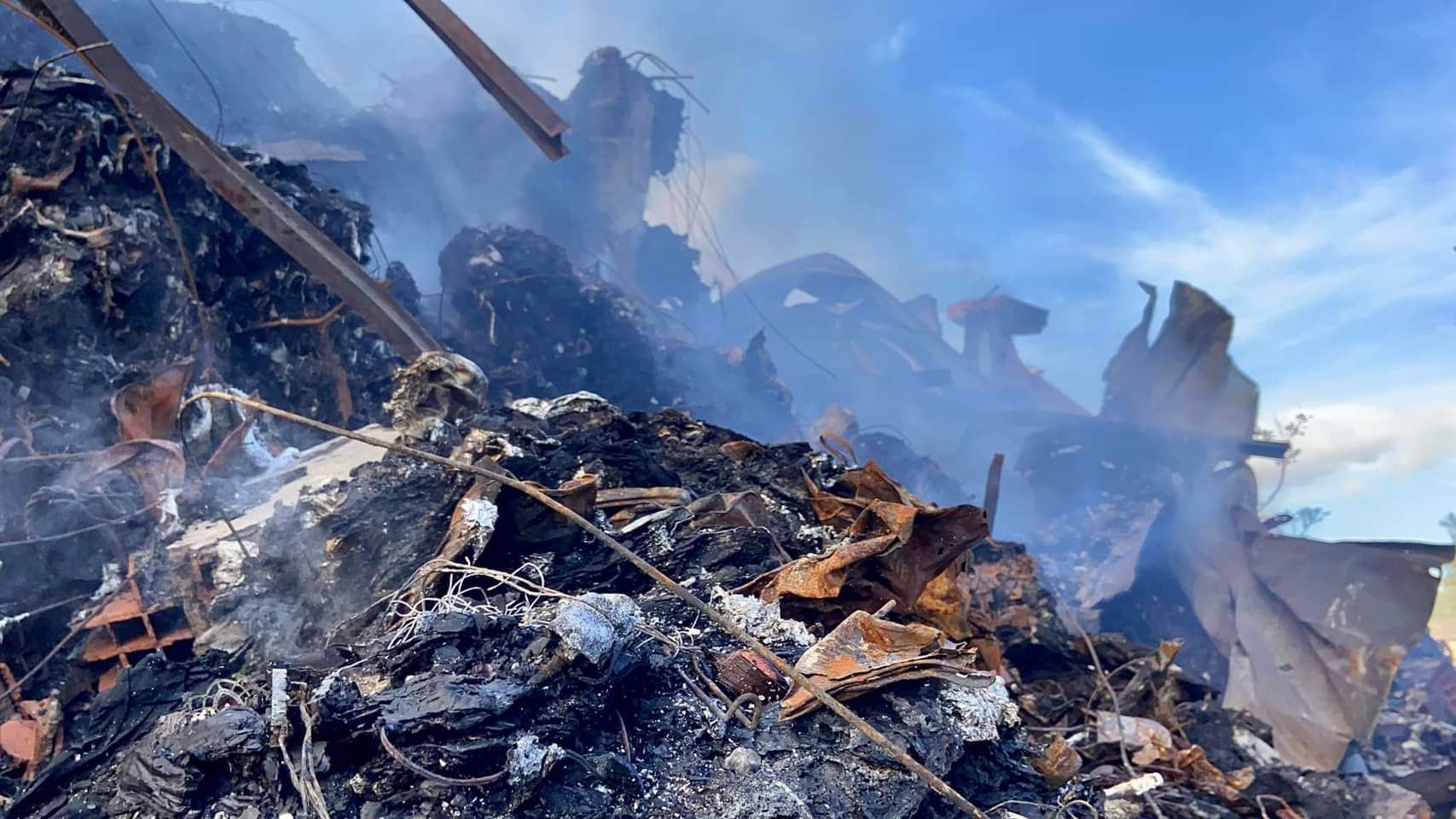 Picture of a fire that broke out in December 2021 inside a warehouse belonging to the receiving company in Tunisia. 