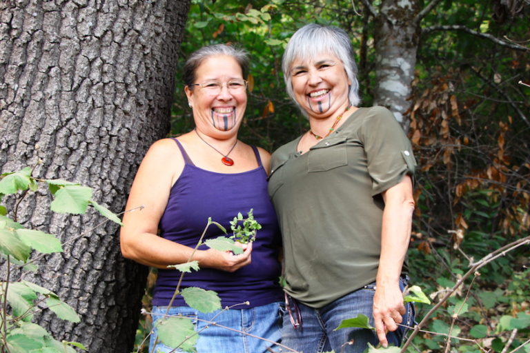 Elizabeth Azzuz and Margo Robbins, leaders of the Cultural Fire Management Council, have been helping Yurok Tribal members burn their land to improve the growth of basket materials and other traditional plants. Photo by Jane Braxton Little for Mongabay